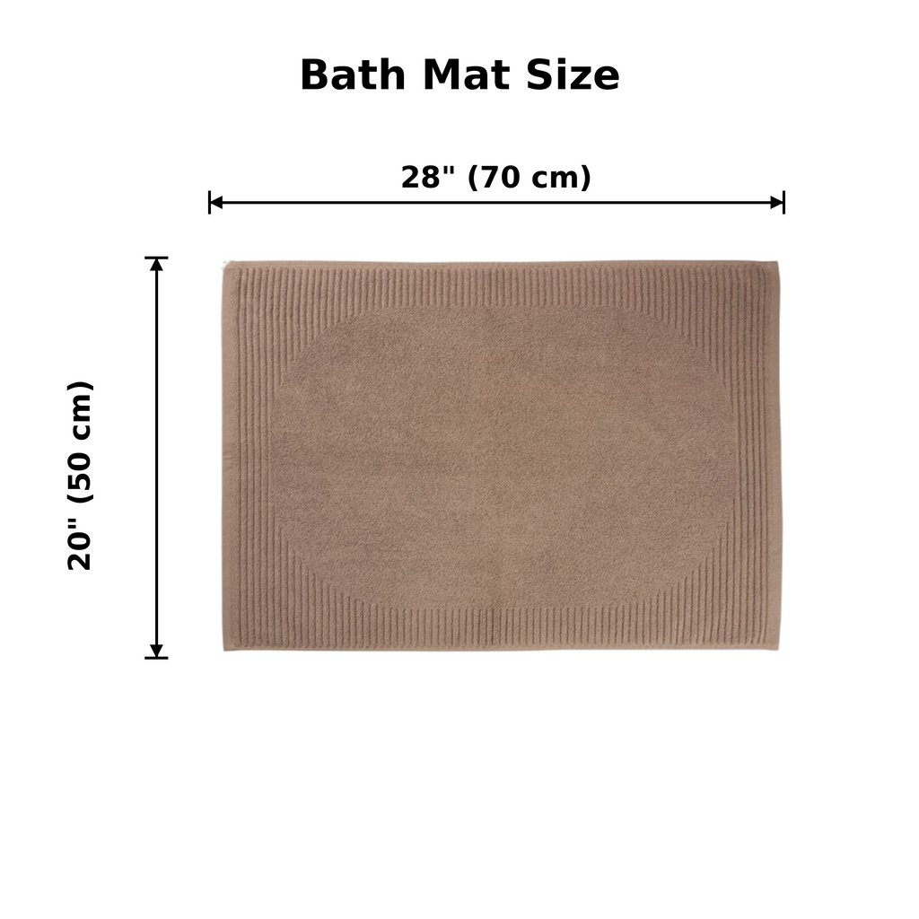 2Pcs Bath Mat Terry 50 x 70 cm - 100% Ring Spun Cotton, Luxury Premium Quality Quick Dry Bath Shower Matt, High Absorbent & Machine Washable Bathroom Mat