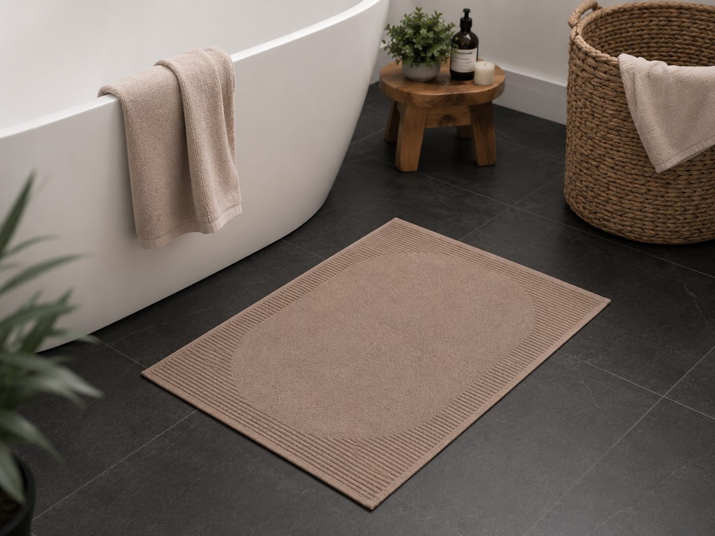 2Pcs Bath Mat Terry 50 x 70 cm - 100% Ring Spun Cotton, Luxury Premium Quality Quick Dry Bath Shower Matt, High Absorbent & Machine Washable Bathroom Mat