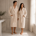 Basics Terry Towelling Bathrobe with Classic Shawl Collar Style, 100% Cotton Dressing Gown suitable for Beauty Parlour, Hotel & Spa, Lightweight & Machine Washable Robe Womenswear Loungewear Menswear Nightwear Longsleeves Belts Comfort