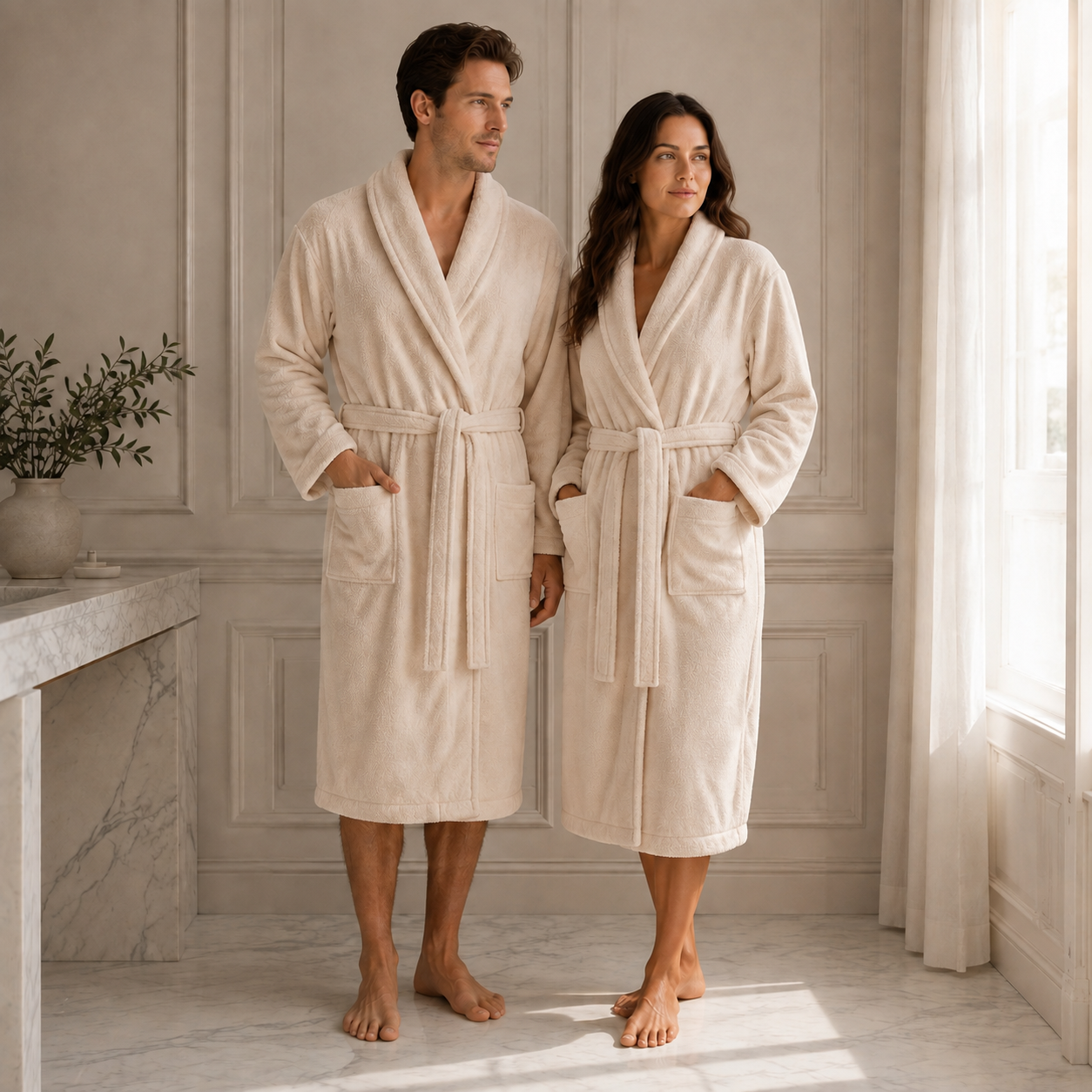 Basics Terry Towelling Bathrobe with Classic Shawl Collar Style, 100% Cotton Dressing Gown suitable for Beauty Parlour, Hotel & Spa, Lightweight & Machine Washable Robe Womenswear Loungewear Menswear Nightwear Longsleeves Belts Comfort